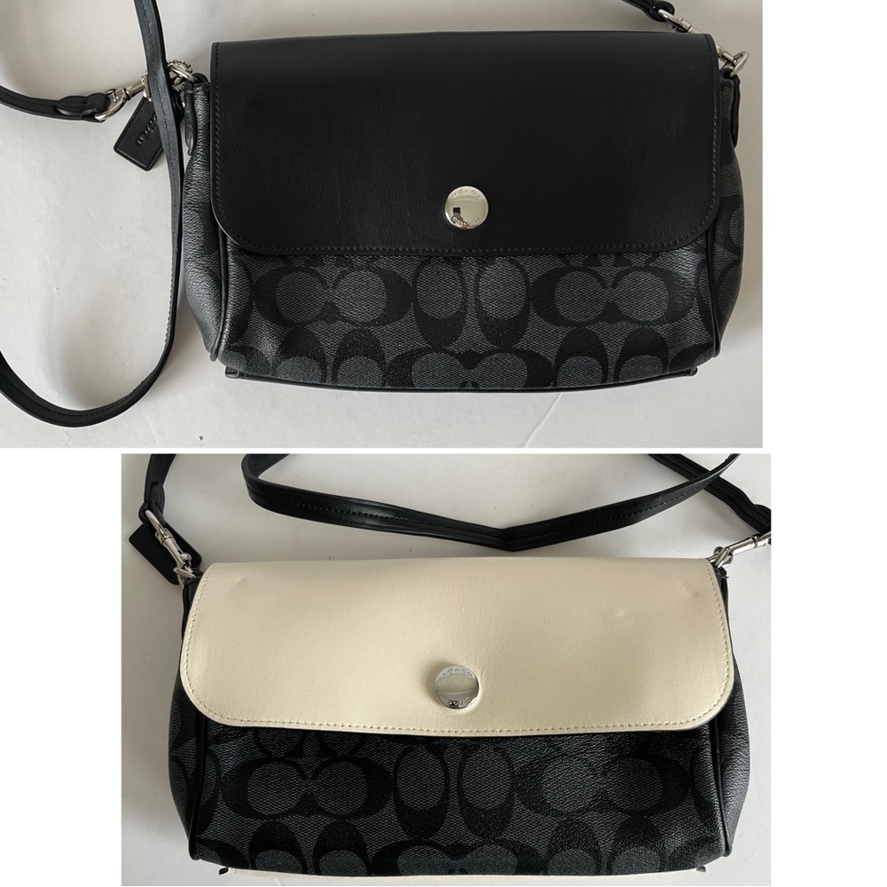 Coach Reversible Crossbody Signature Coated Canvas Black Cream